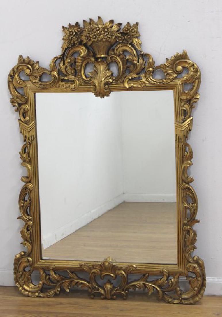 Rococo Style Giltwood Mirror: Contemporary. Approx. 51" H x 35" W.