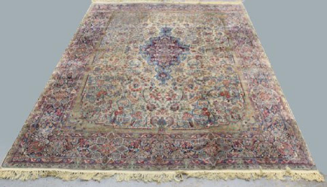 :Antique Ivory Levar Kerman Persian Rug/Carpet (1 of 8)