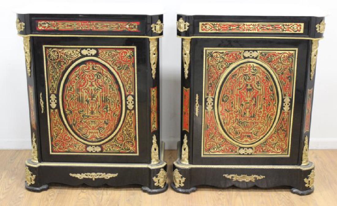 Pair Napoleon III Style Black Lacquer Cabinets (1 of 5)