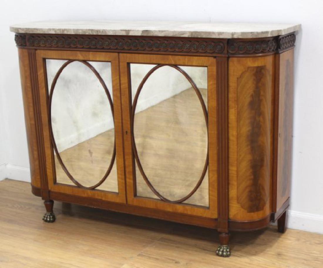 Marble Top Mirror Door Regency Style Credenza (1 of 5)