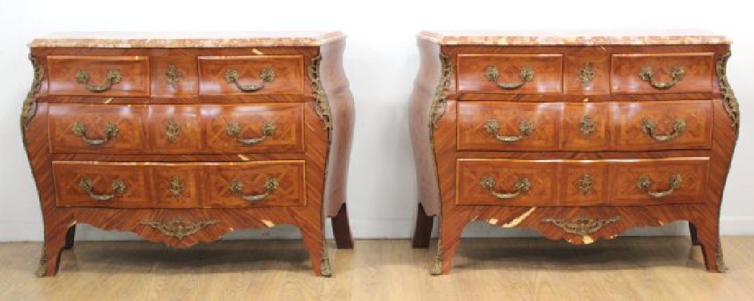 Pair Louis XV Style Bombe Commodes (1 of 5)