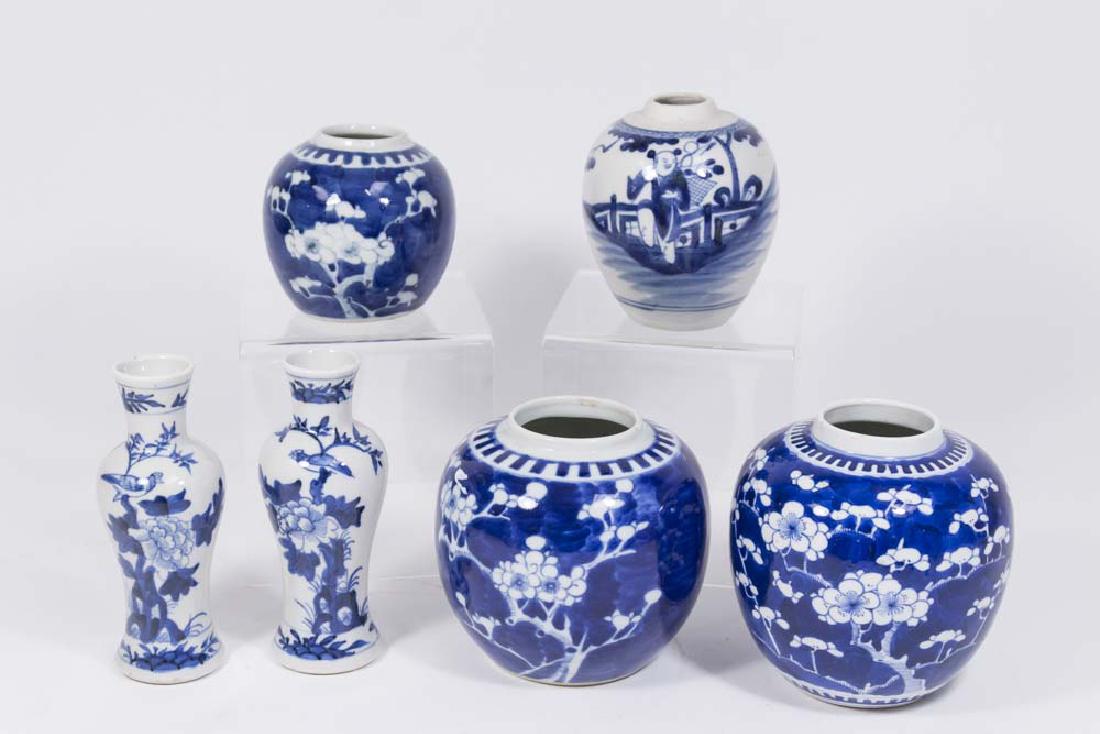 Group Lot 6 Chinese Blue & White Canton Vases (1 of 9)