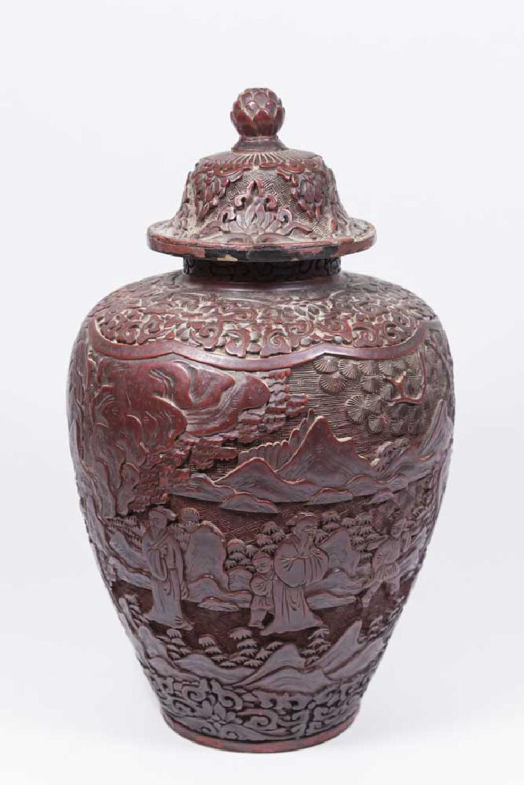 19th Century Chinese Cinnabar Covered Ginger Jar (1 of 7)