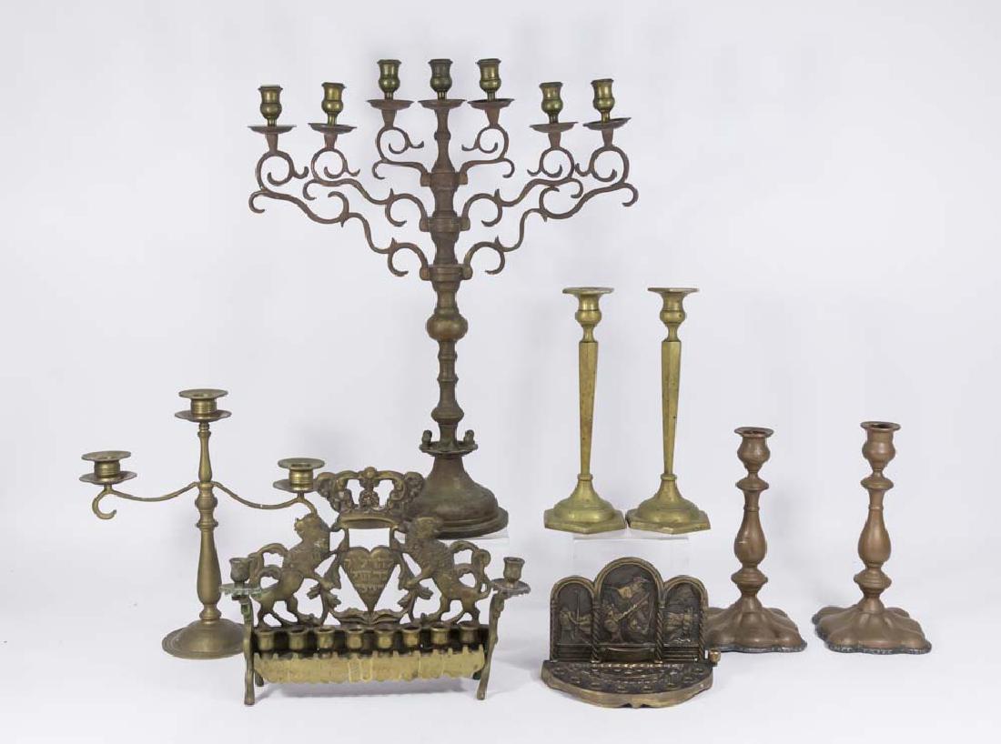 Group Lot of 8 Brass Menorahs & Candlesticks (1 of 6)