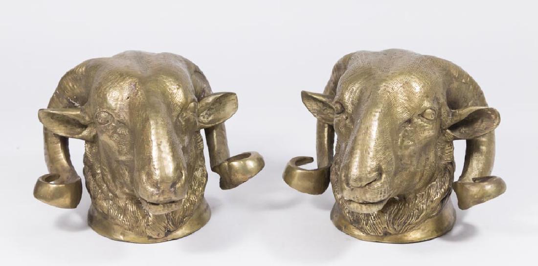 Pair Bronze Ram's Heads (1 of 4)
