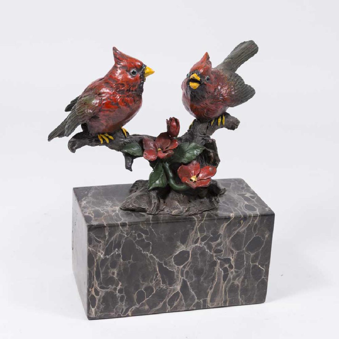 Patinated Bronze Birds on Marble Base (1 of 5)