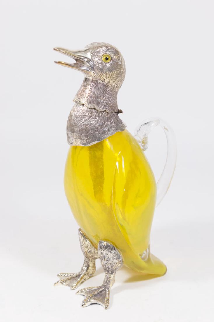 Yellow Glass & Silverplate Duck Decanter (1 of 6)