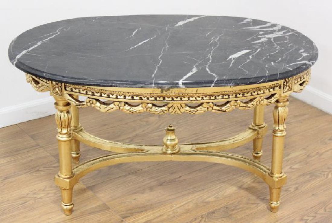 Giltwood MArble Top Coffee Table (1 of 3)