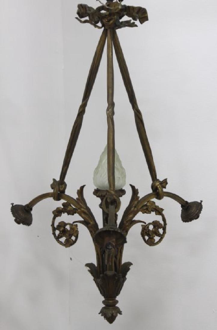 Louis XVI Style Gilt Bronze 4-Light Chandelier (1 of 2)