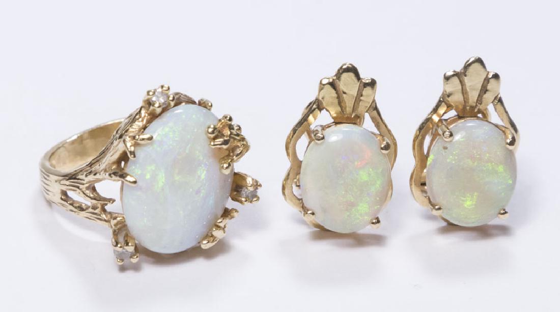 14K Yellow Gold & Opal Ring & Earrings (1 of 4)