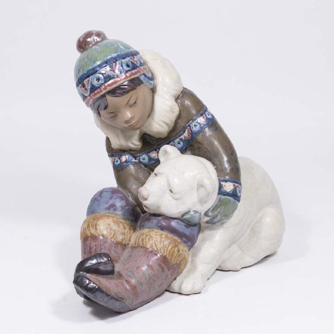 Lladro Eskimo With Polar Bear Cub