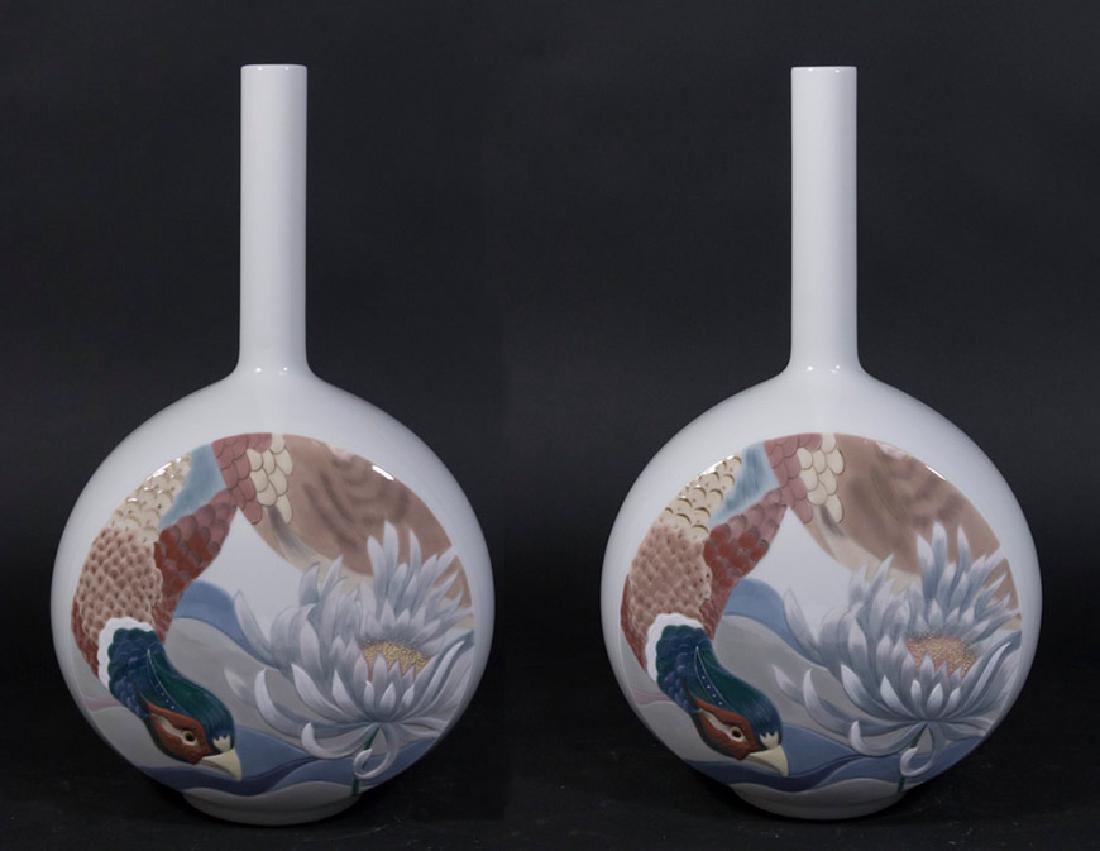 Pair Lladro Canvas Vases with Bird Scene (1 of 6)