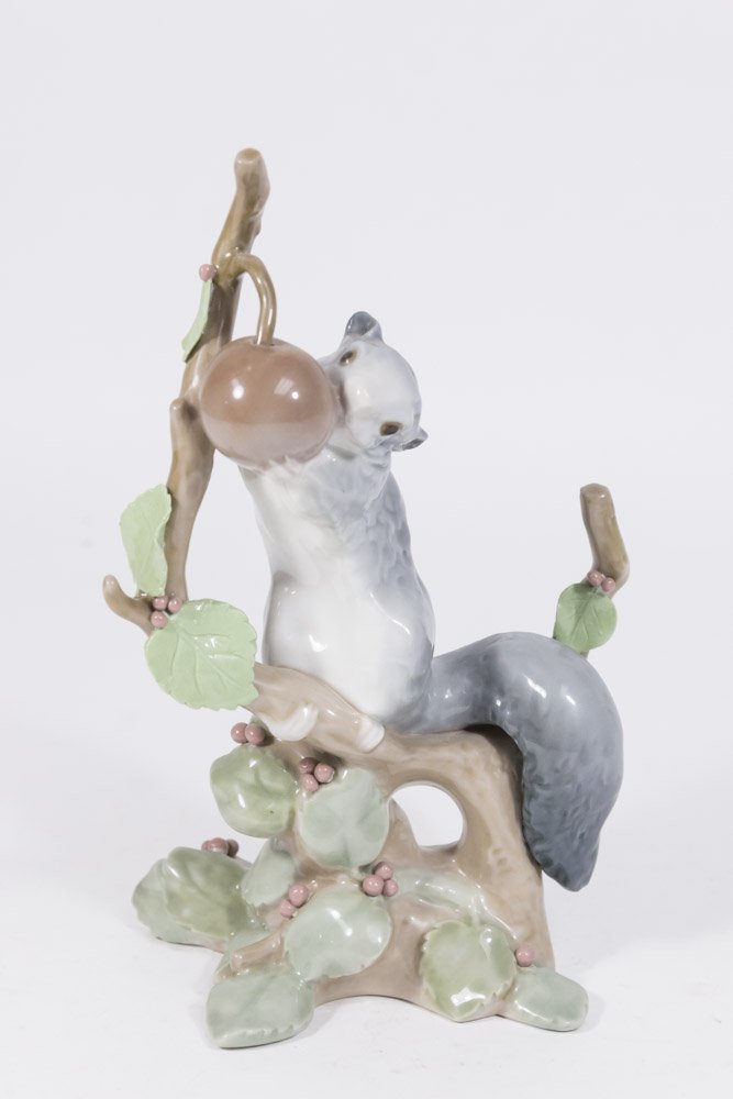 Lladro Squirrel Reaching for a Fruit Figure: Approx. 9 1/2" H.