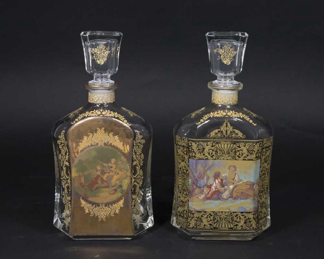 Pair Italian Decorated Glass Liquor Bottles (1 of 7)