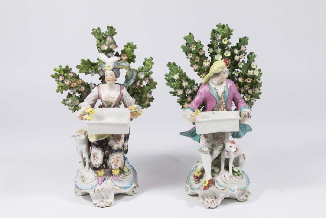 Pair 19th C. Chelsea Porcelain Figural Salt Dishes (1 of 8)