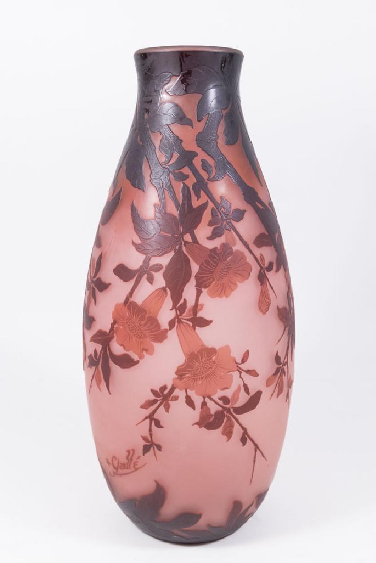 Emile Galle Red & Brown Floral Vase (1 of 5)