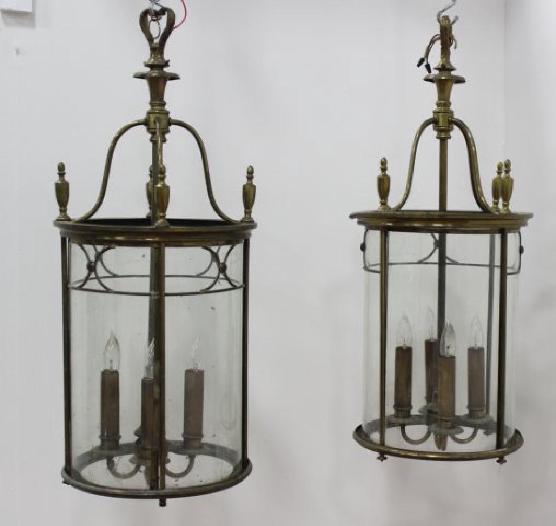 Pair Brass & Crystal 4-Light Lanterns (1 of 3)