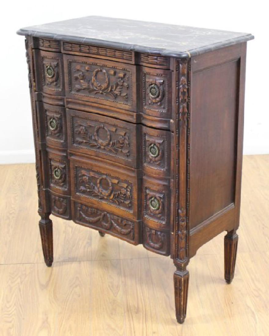 Belgian Carved Walnut Black Marble Top Commode (1 of 4)