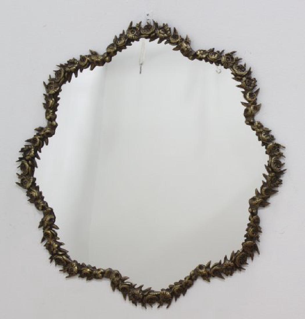 Bronze Flower Design Hanging Wall Mirror (1 of 1)