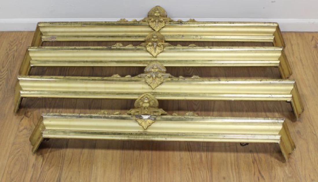 4 Gilded Wood Victorian Valences: 3 approx. 54" H L and 1 approx. 48" L. (6032) Wear to gilding.