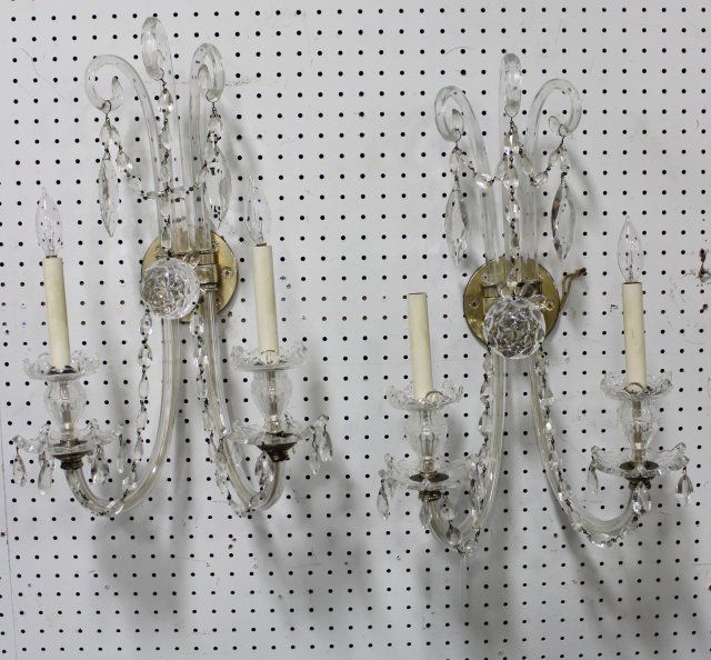 Pair Crystal 2-Arm Sconces (1 of 2)