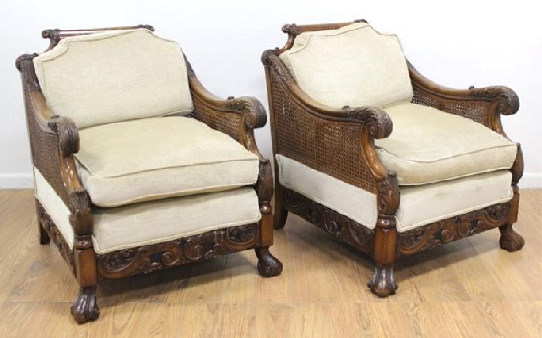 Pair European Carved Cane Chairs (1 of 7)