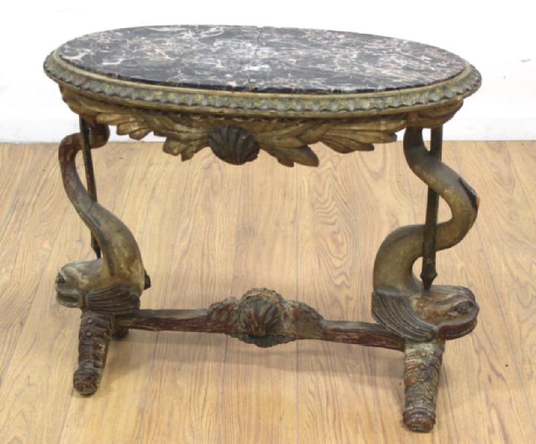 Marble Top Figural Side Table with Dolphins (1 of 4)