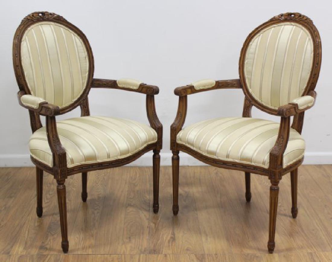 Pair Walnut Frame Louis XVI Fauteuils (1 of 3)