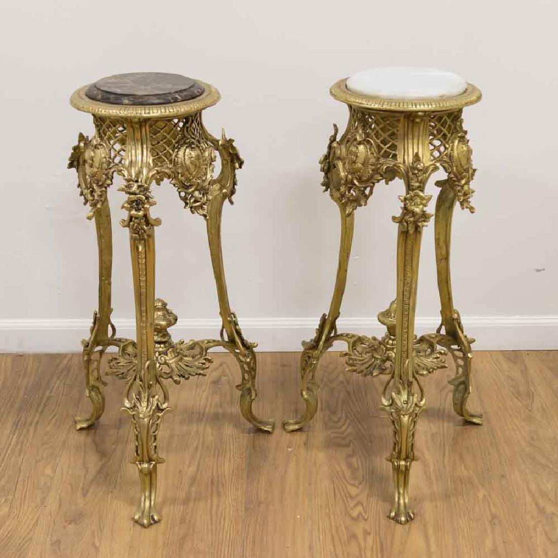 Pair Bronze Side Pedestals with Marble Tops (1 of 6)
