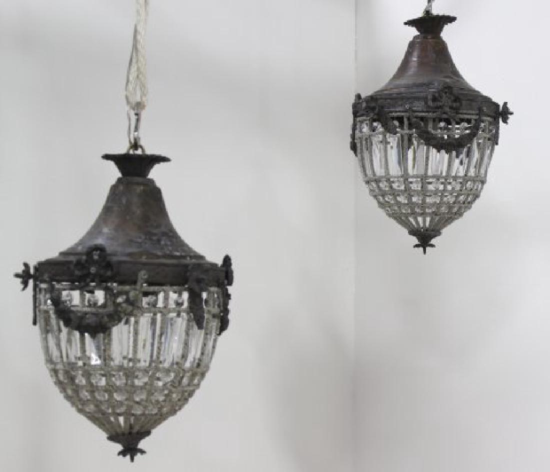 Pair Contemporary Beaded Glass & Metal Hall Lights (1 of 2)