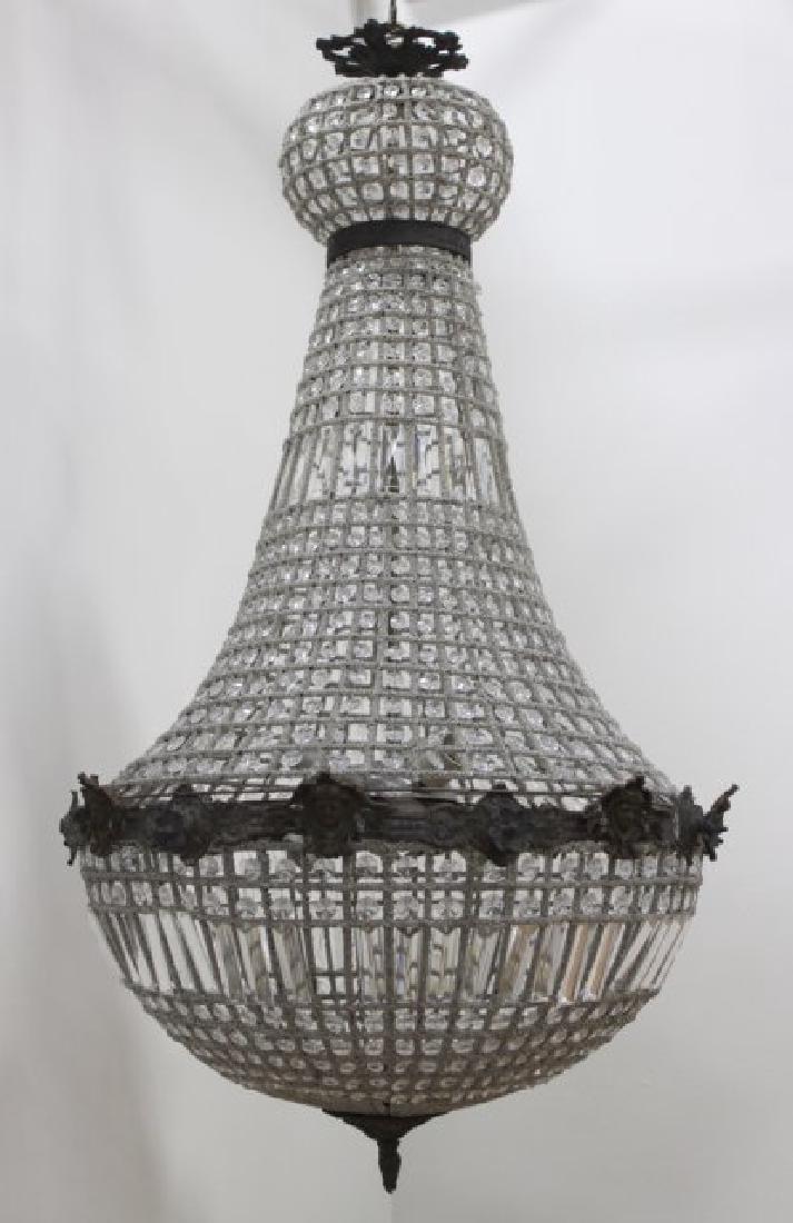 Contemporary Brass & Crystal Beaded Chandelier (1 of 3)