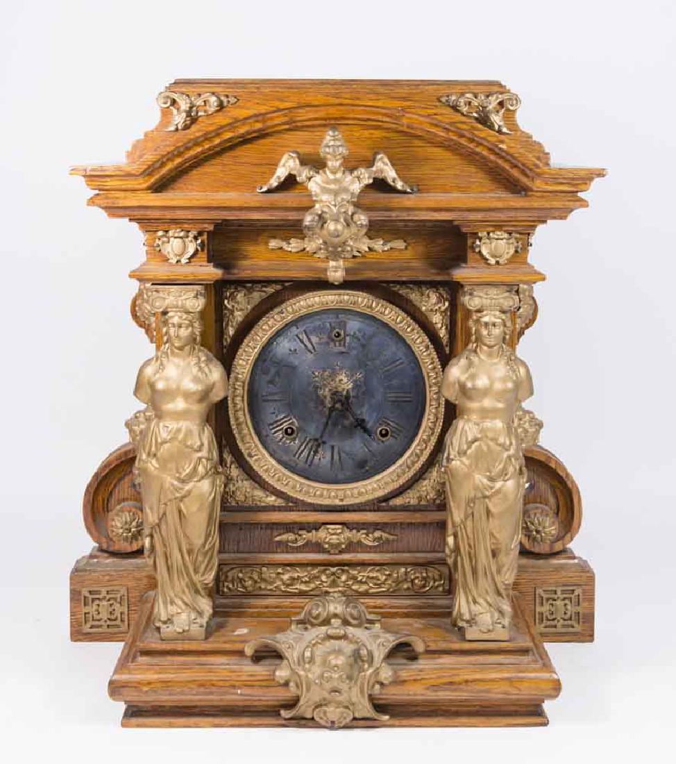 Oak Ansonia Figural Mantel Clock (1 of 7)