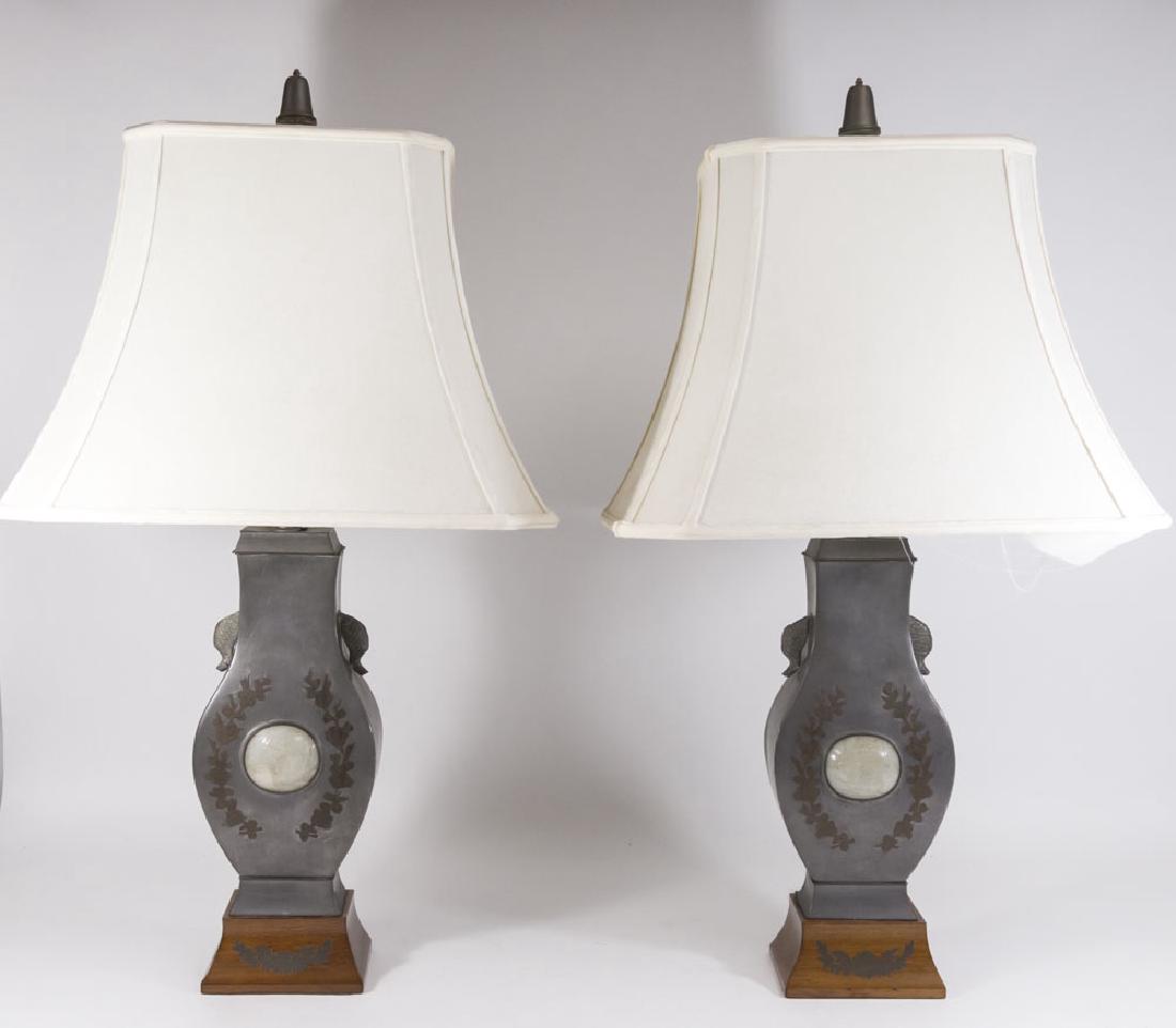 Pair Chinese Pewter Lamps (1 of 6)
