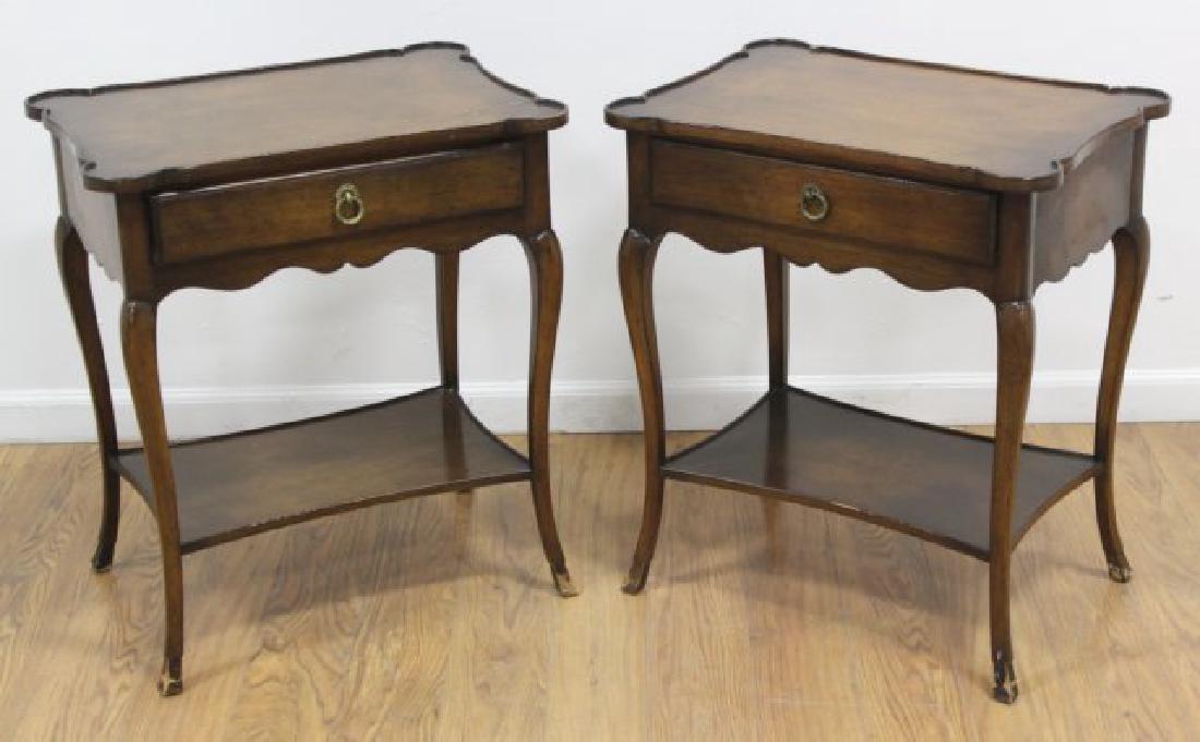 Pair Country French Walnut End Tables (1 of 5)