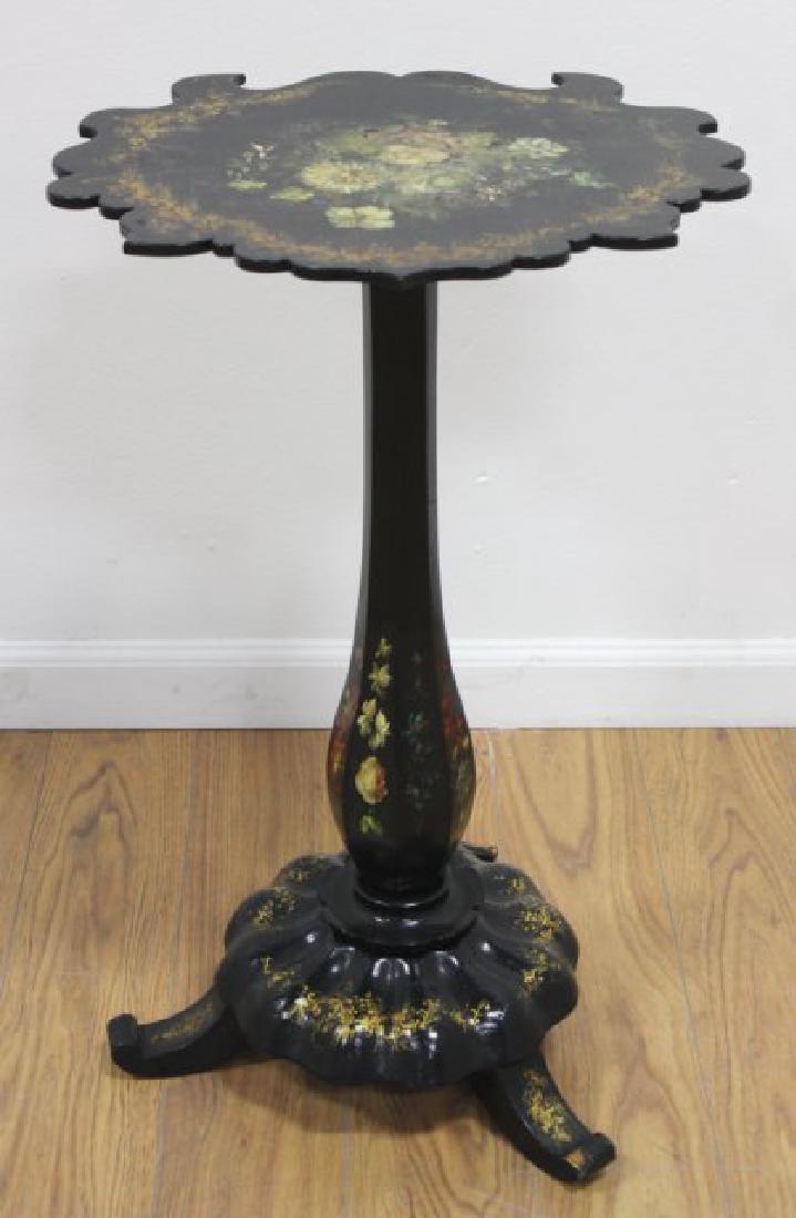 Small Victorian Black Lacquer Painted Side Table (1 of 3)