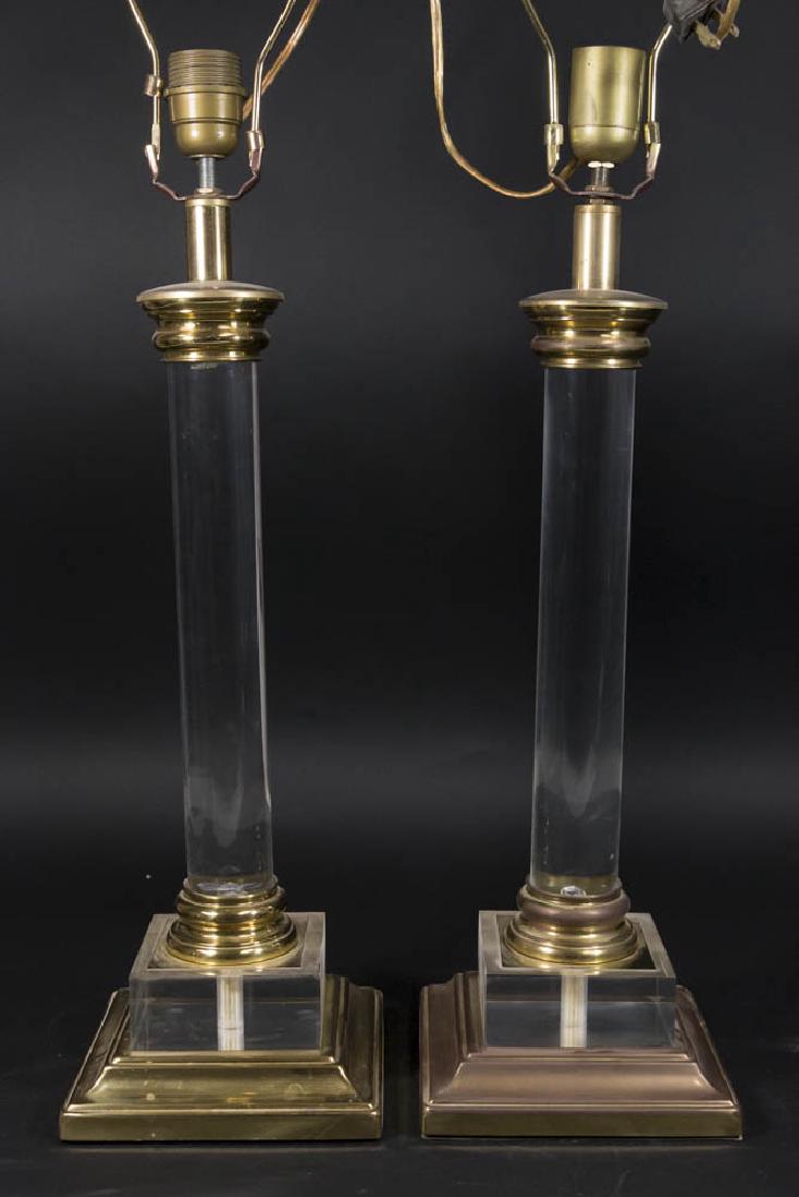 Pair Mid-Century Clear Lucite Column Lamps (1 of 3)