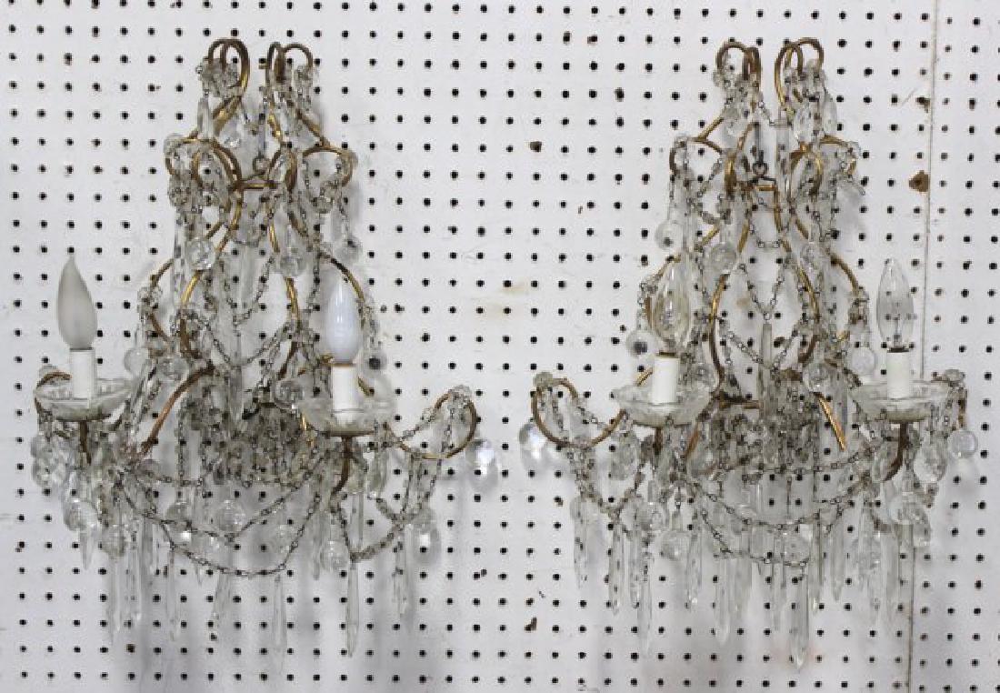 Pair Venetian Style 2-Arm Tole Beaded Sconces (1 of 3)