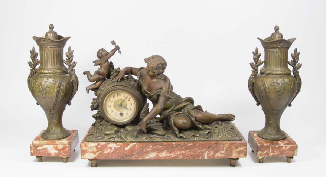 3-Piece Gilt Metal Clock Set (1 of 9)