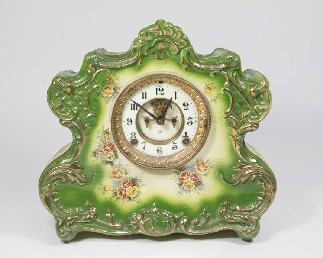 Unmarked Royal Bonn Ansonia Porcelain Mantel Clock (1 of 7)