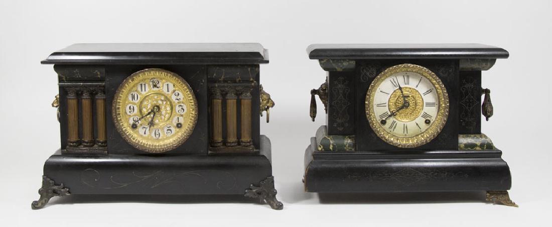 2 Victorian Wooden Mantel Clocks (1 of 10)