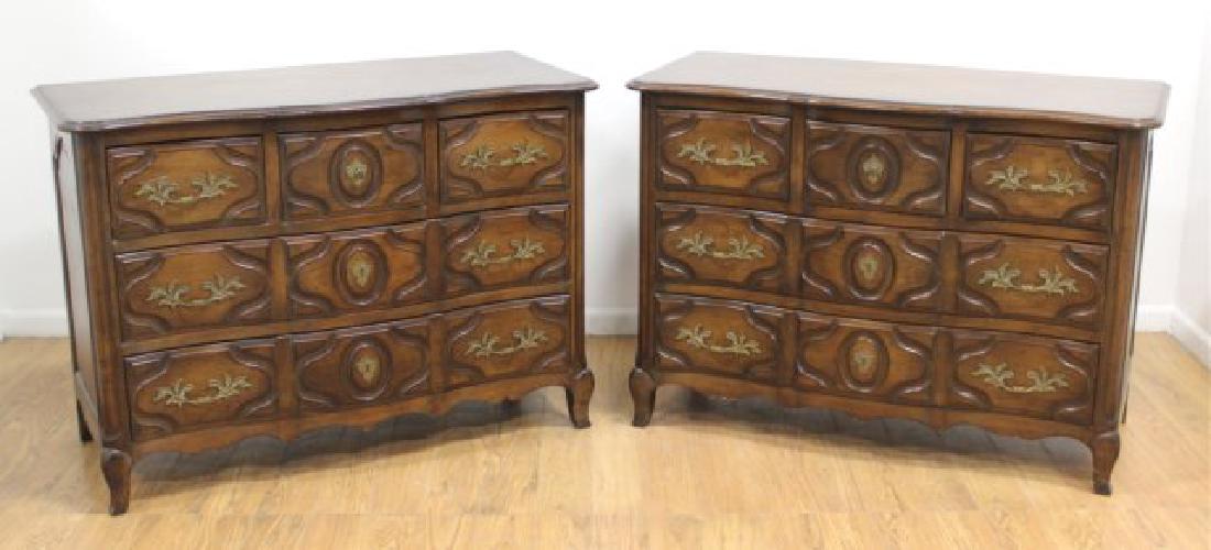Pair French Provincial Style 5-Drawer Commodes (1 of 6)
