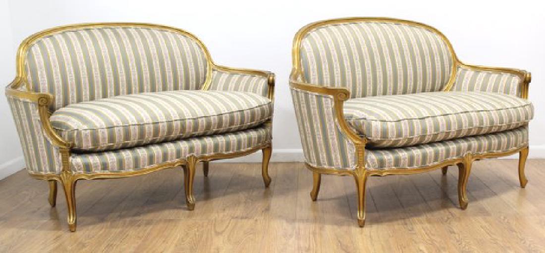 Pair Louis XV Style Giltwood Settees (1 of 3)