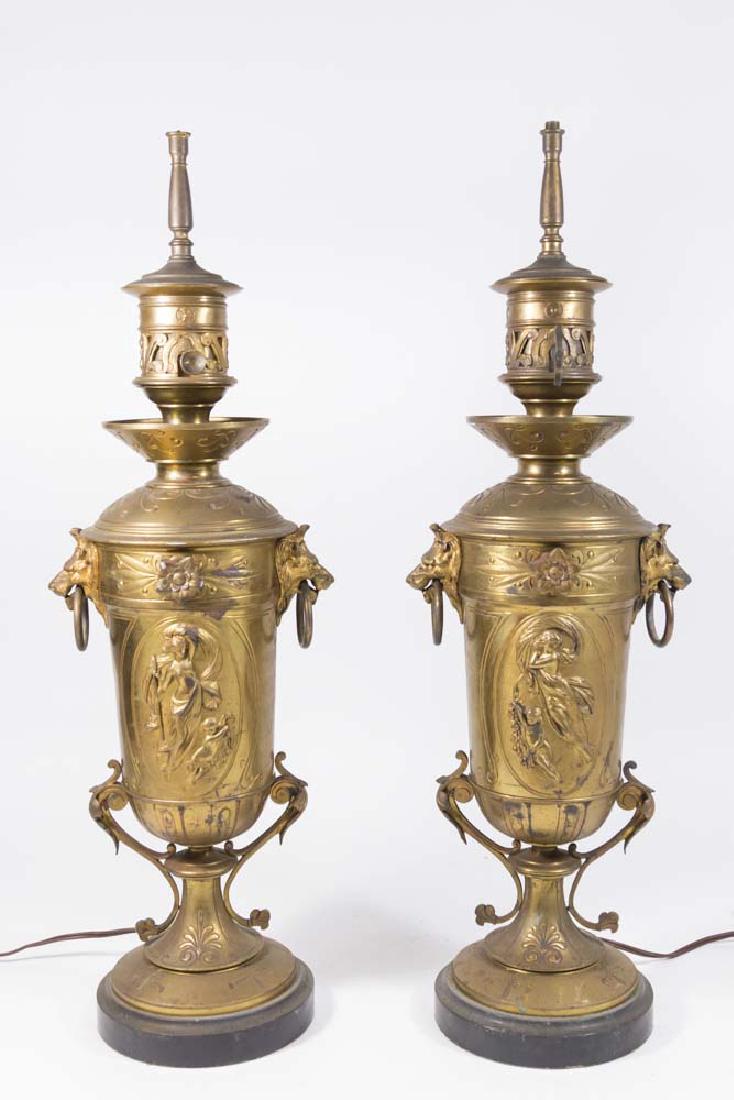 Pair Aesthetic Movement Gilt Bronze Lamps (1 of 5)
