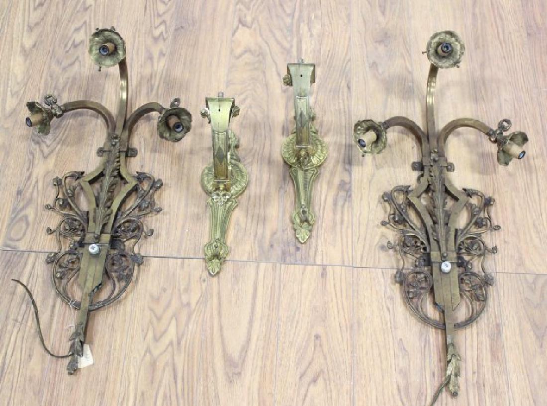 2 Pairs Victorian Brass & Gilt Bronze Wall Sconces (1 of 3)