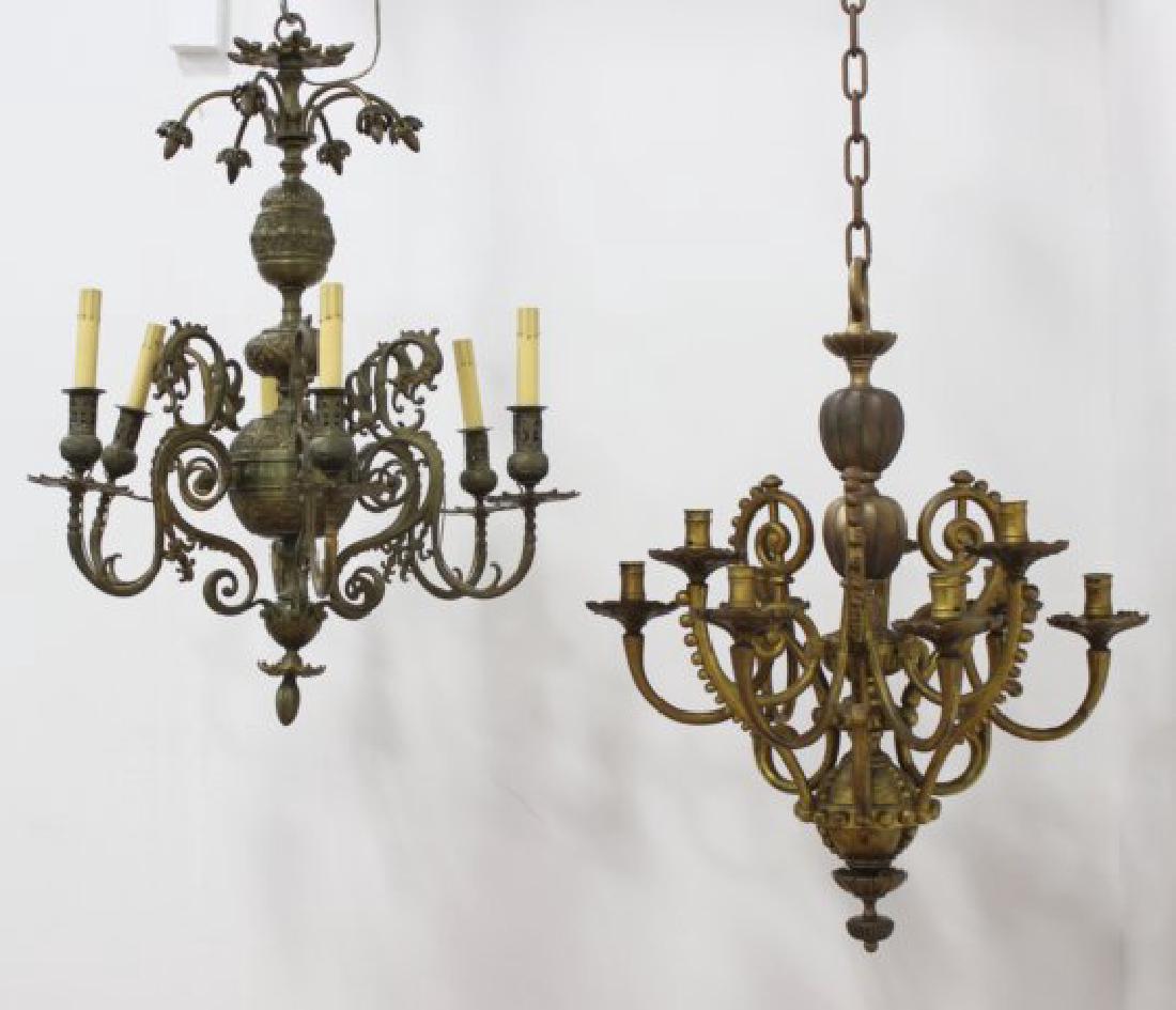2 Victorian Brass & Bronze Baluster Chandeliers (1 of 4)
