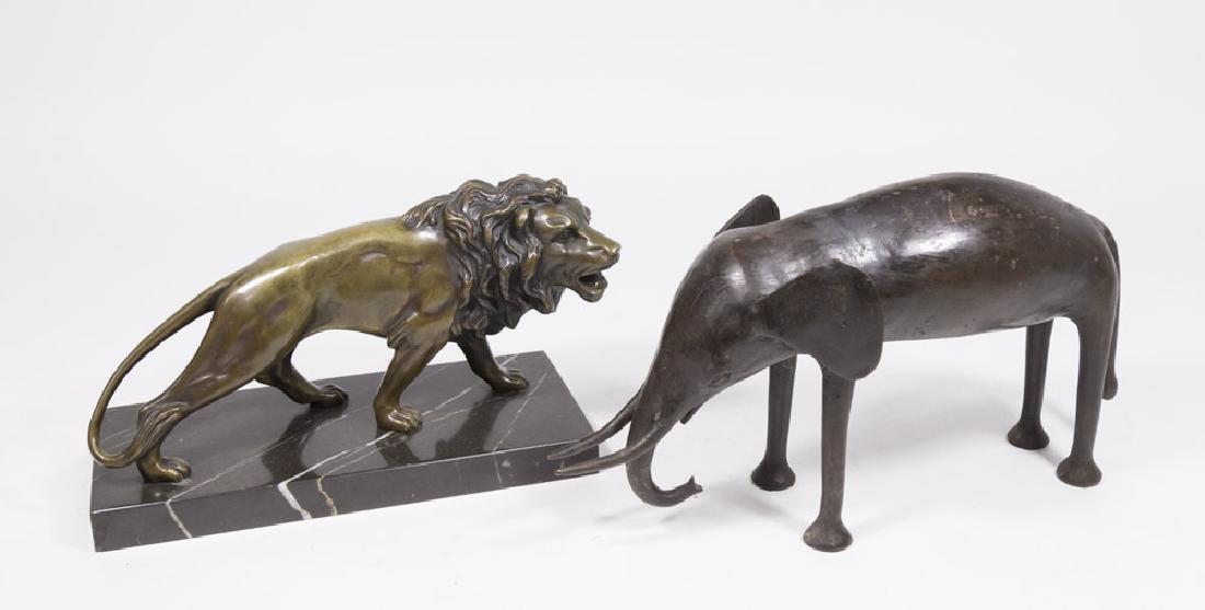 2 Bronze Figures, Lion & Elephant (1 of 4)