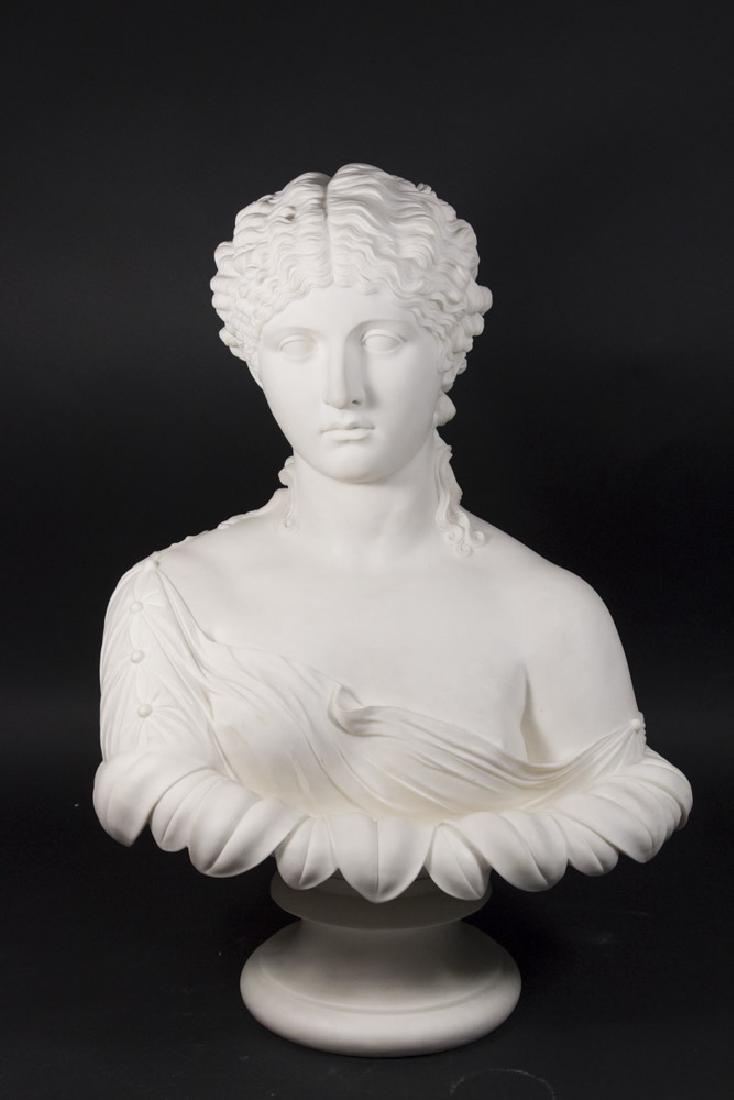 Parian Bisque Bust, Classical Maiden in Lotus Leaf (1 of 4)
