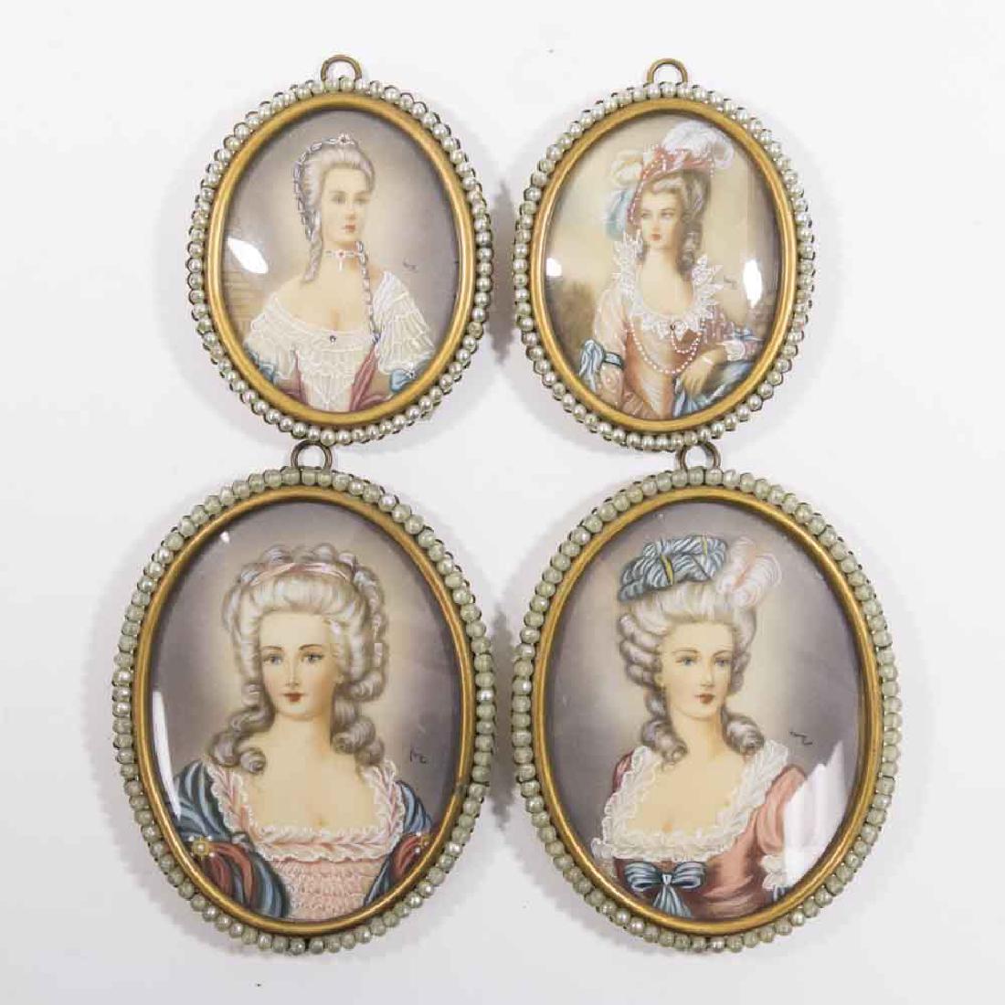 4 Hand Painted Portrait Miniatures of Ladies (1 of 6)