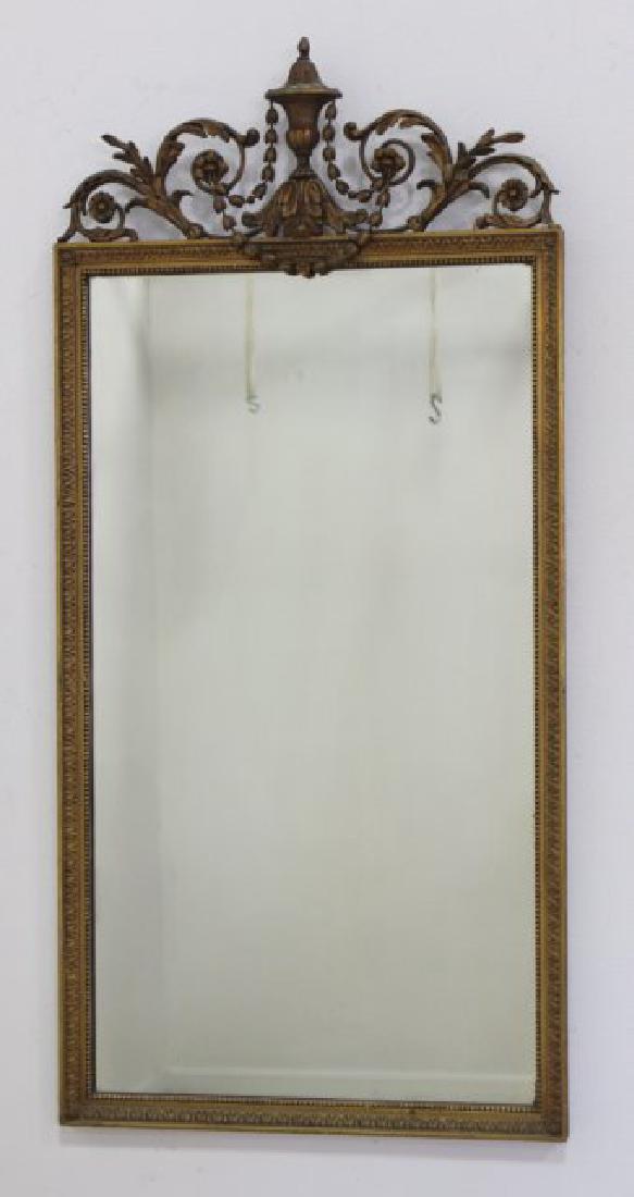 Giltwood Mirror: Approx. 52" H x 24 1/2" W.