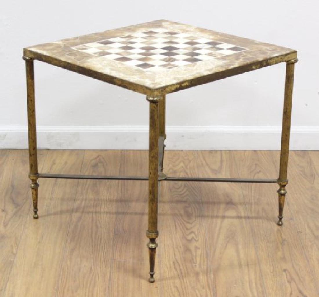 Game Table with Onyx & Brass Base (1 of 3)